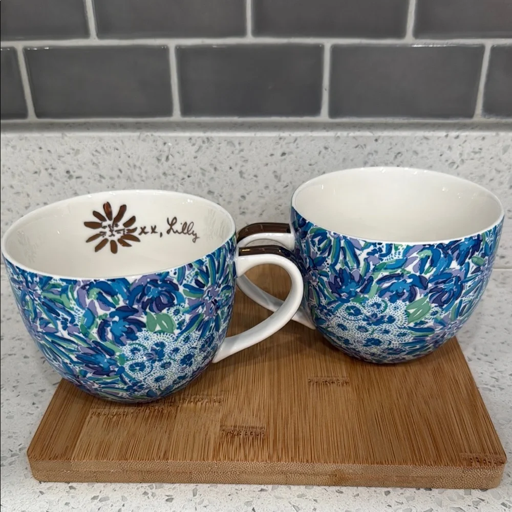 Lilly Pulitzer Blue Floral Mugs